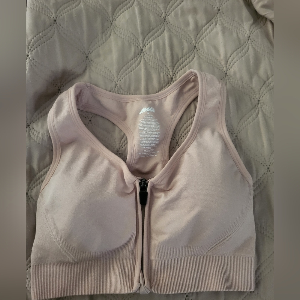 Avia Pink Zip-Front Sports Bra